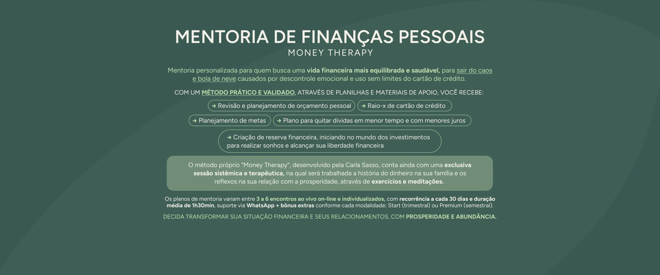 MENTORIA DE FINANÇAS PESSOAIS - MONEY THERAPY